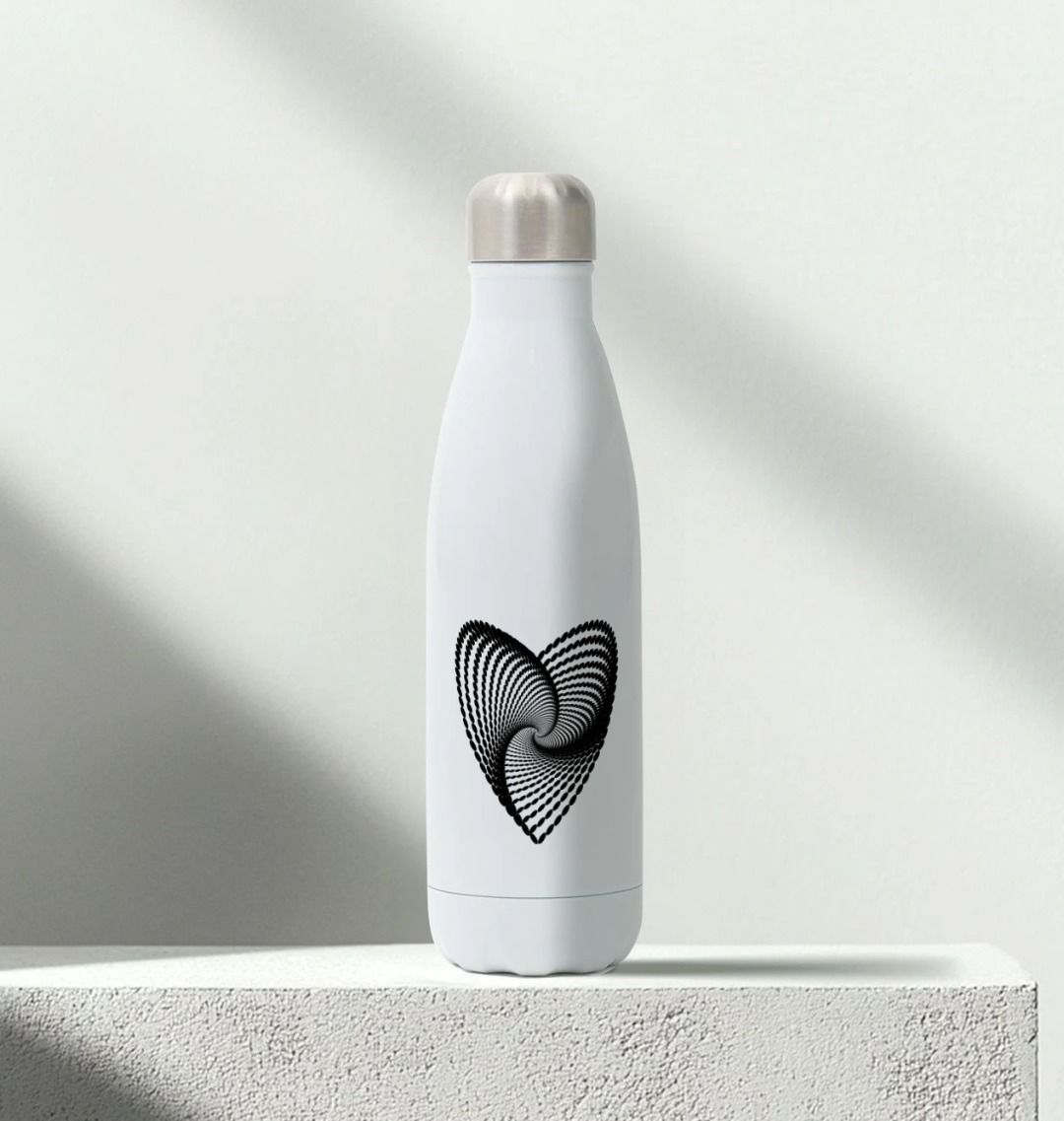 Stainless Steel Vortex Heart Water Bottle