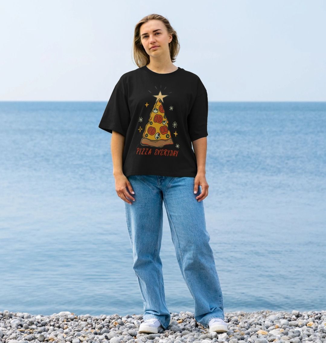 Pizza Christmas Tree Oversized Tee