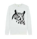 White Night Owl Crew Neck Jumper