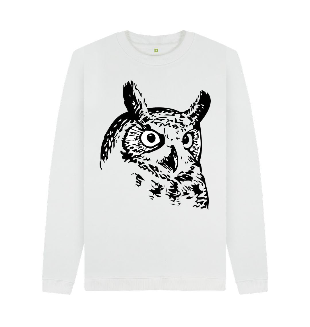 White Night Owl Crew Neck Jumper