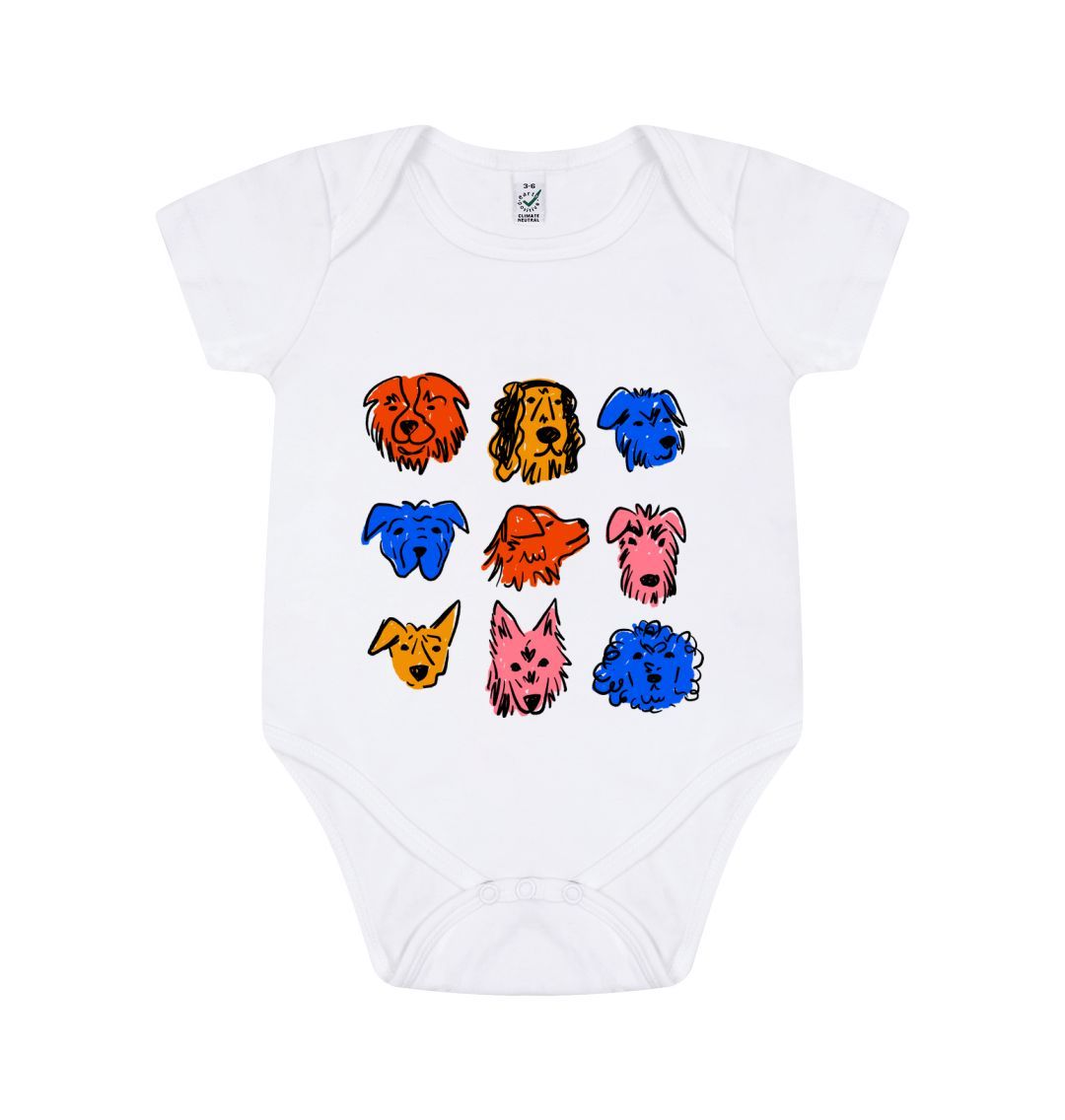 White 9 Dogs Babygrow