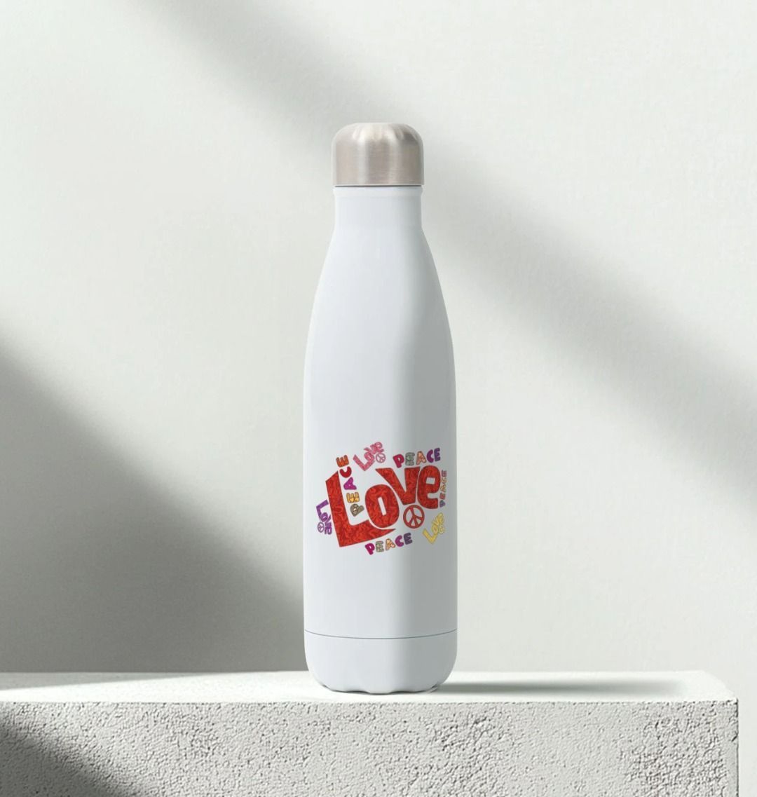 Stainless Steel Love And Peace Water Bottle