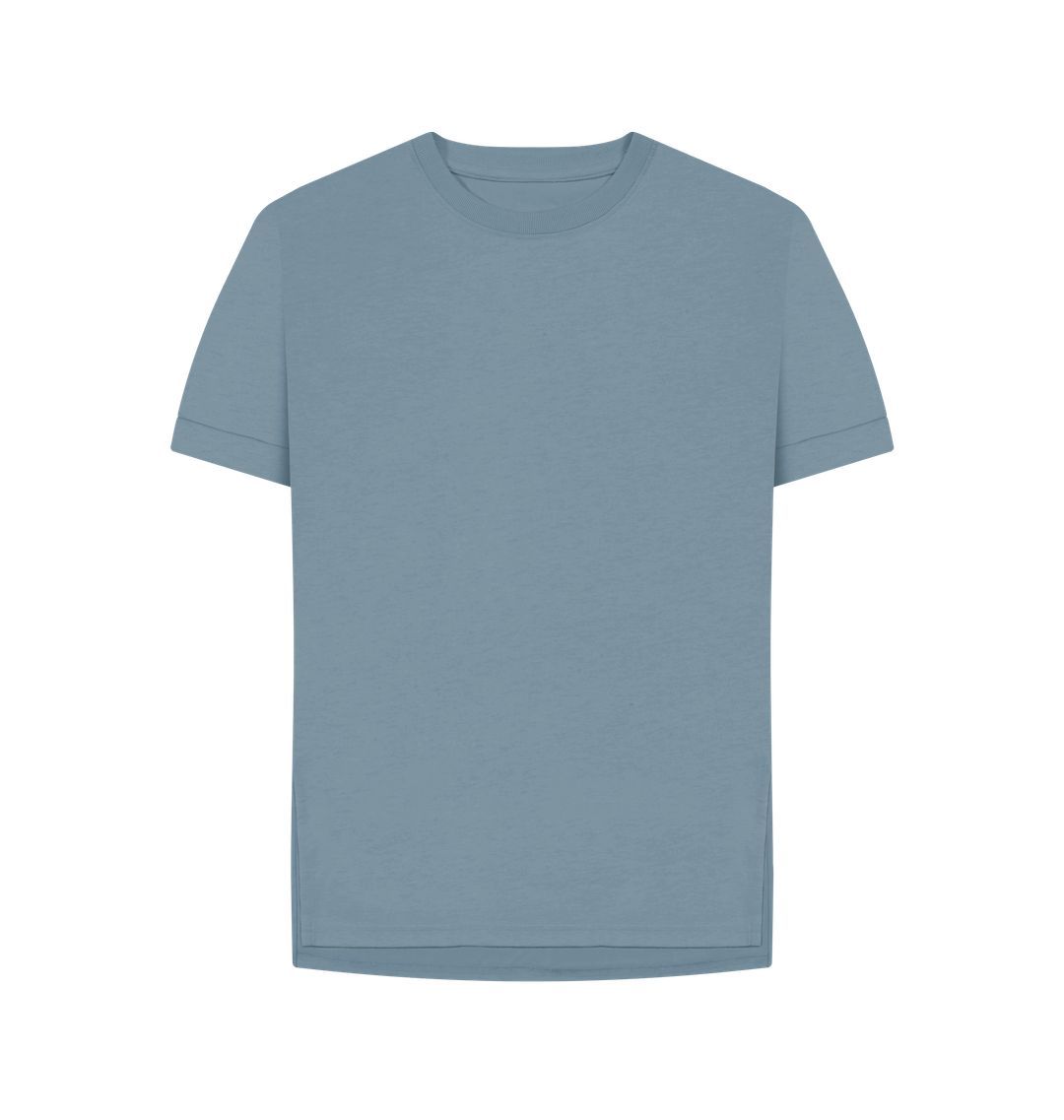 Stone Blue Plain Relaxed Fit Tee