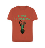 Rust I Love Christmas Reindeer Relaxed Tee