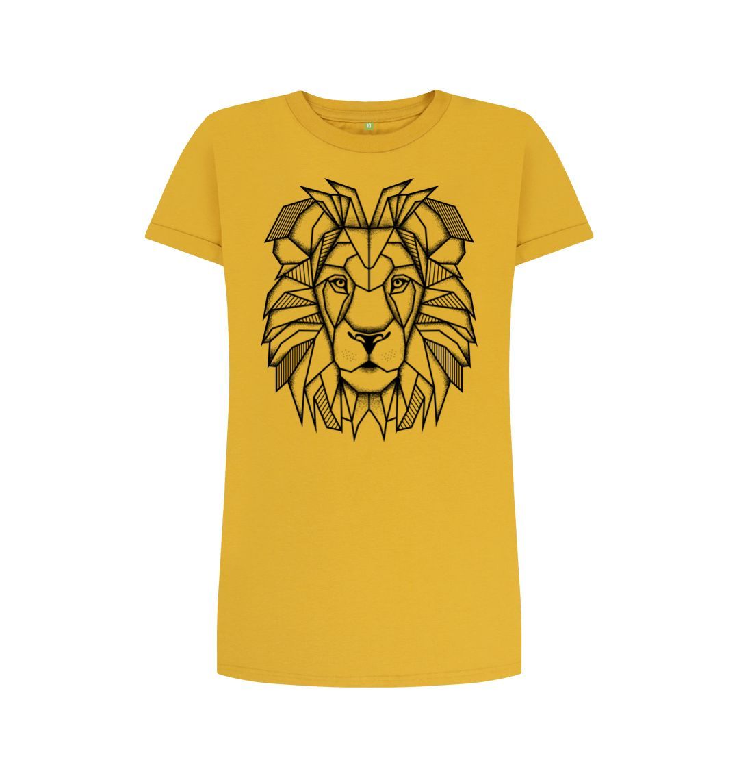 Mustard Geometric Lion Tee Dress