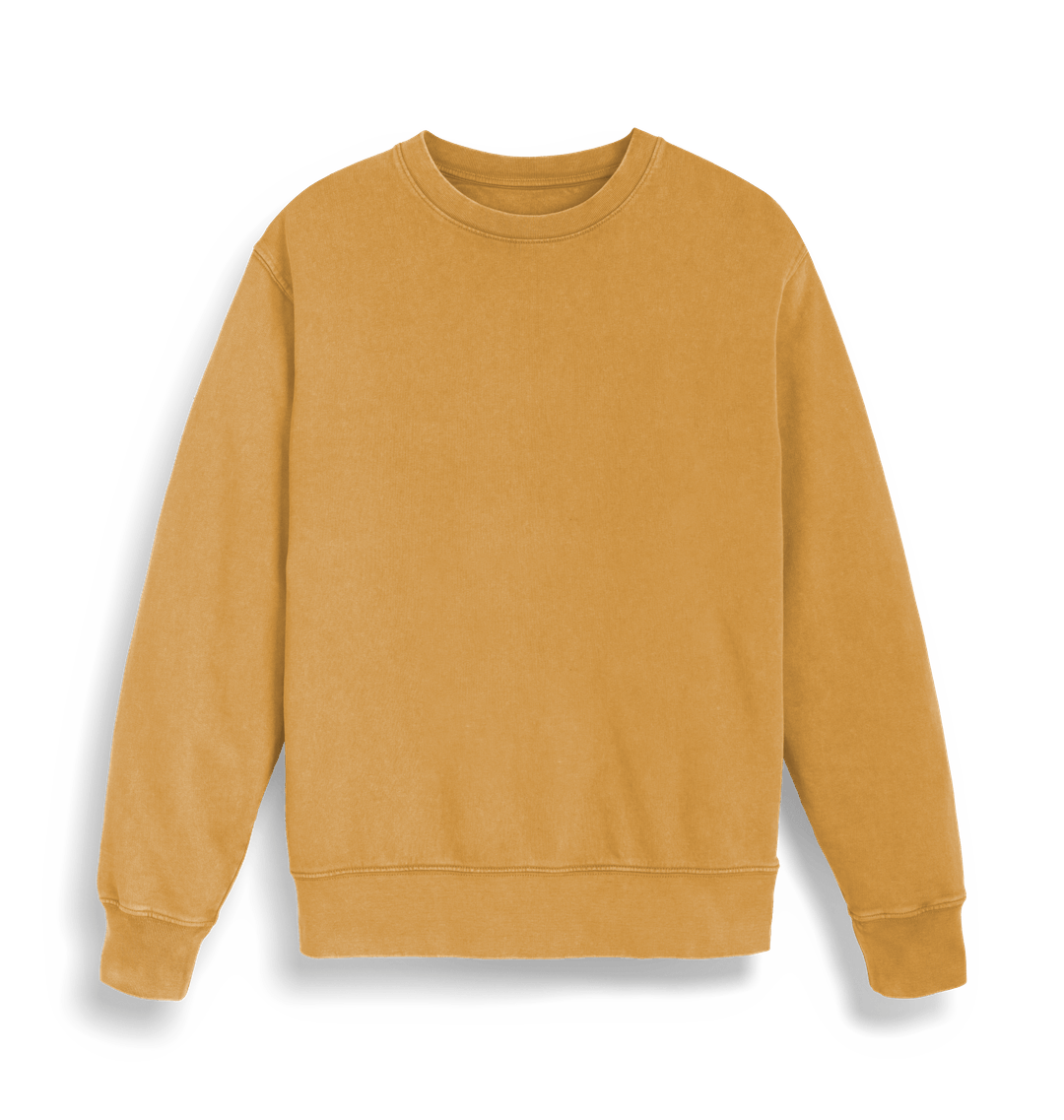 Garment Dyed Gold Ochre Plain Unisex Matcher Vintage Sweatshirt