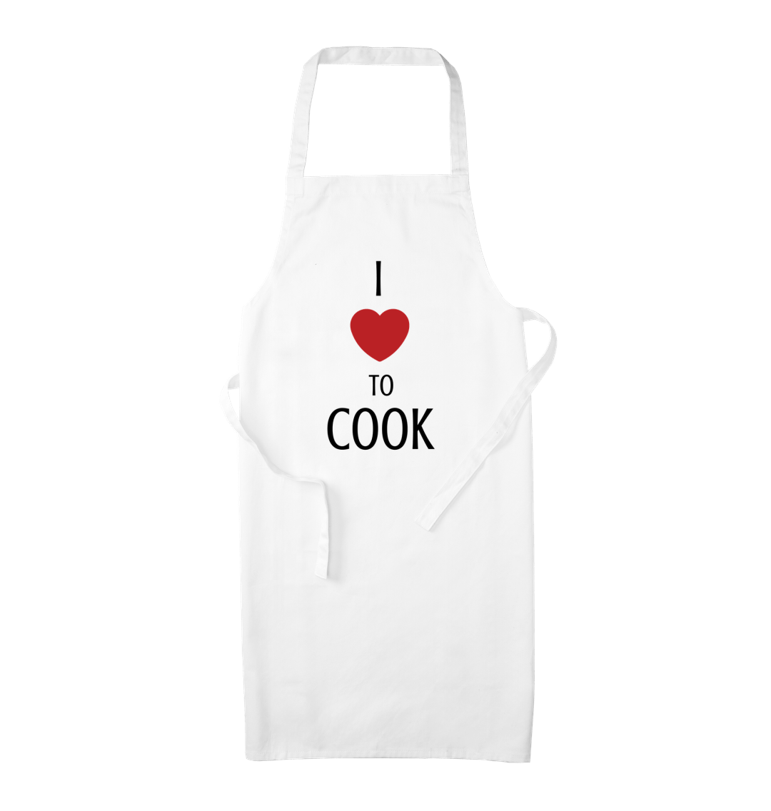 White I Love To Cook Apron