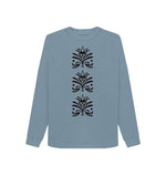 Stone Blue Patterned Crew Neck Sweatshirt