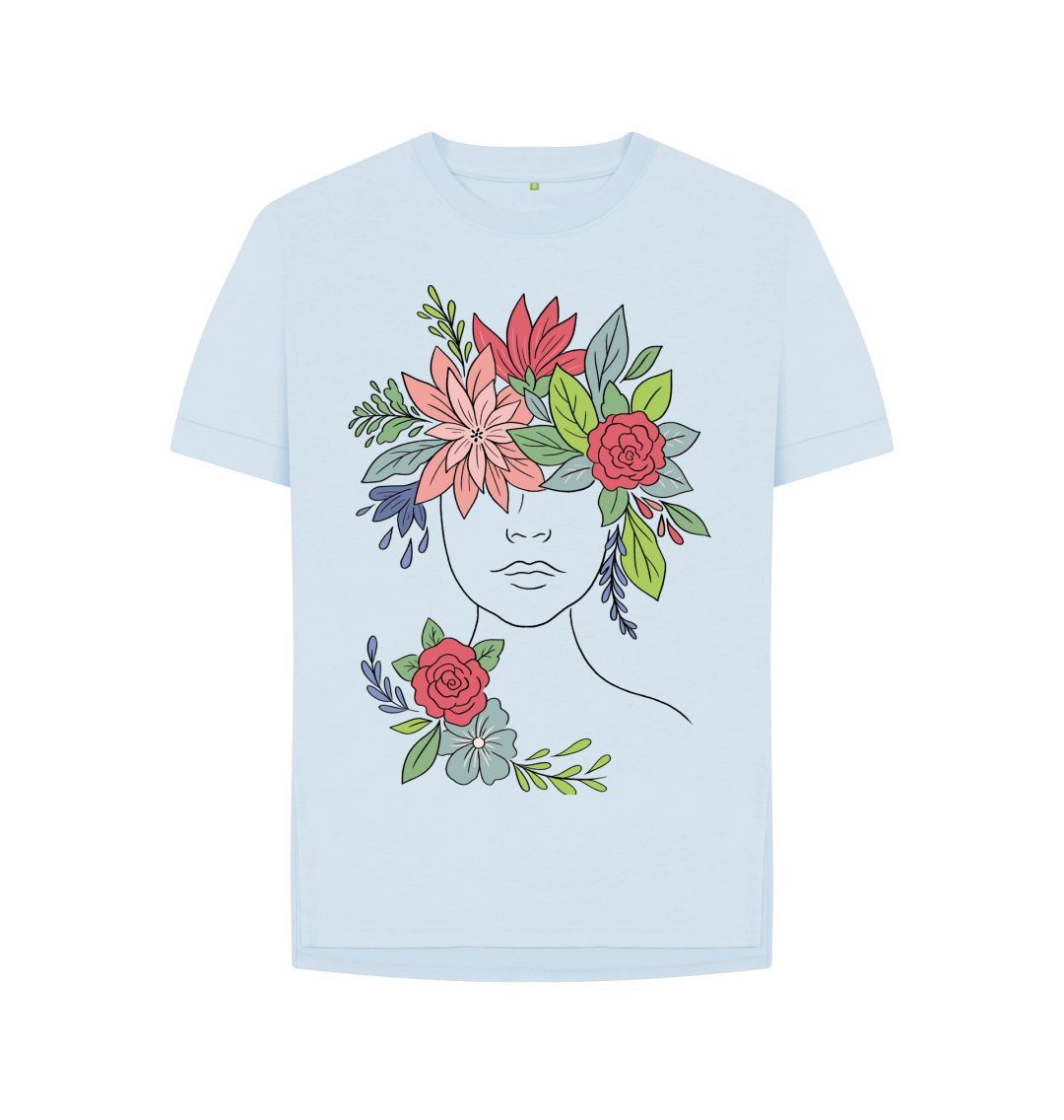 Sky Blue Headful Of Flowers Relaxed Tee