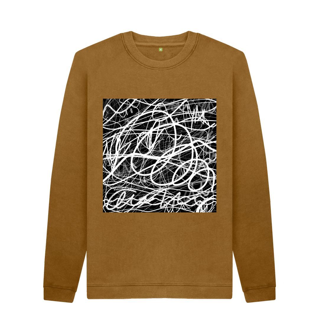 Brown Scribble Crew Neck Jumper