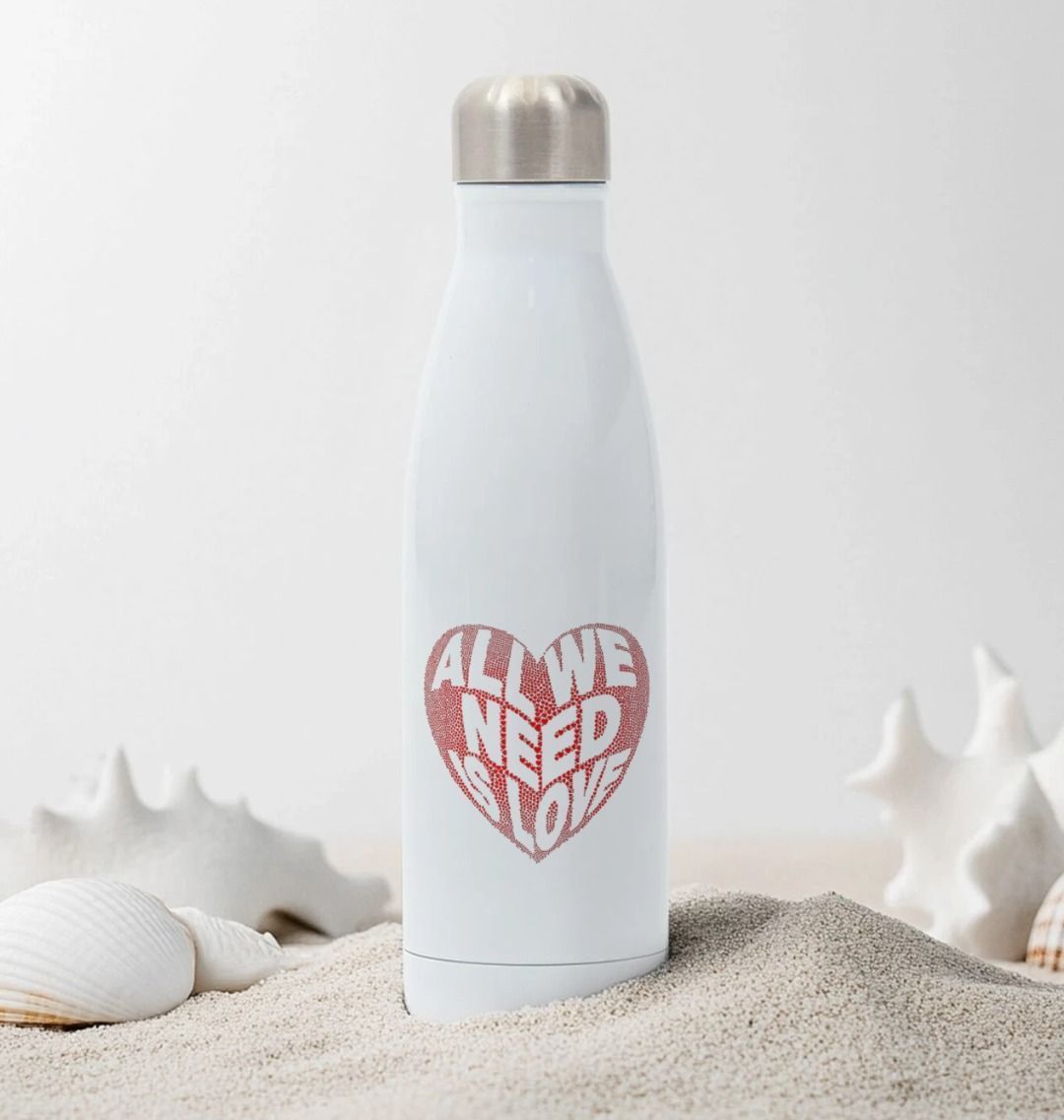 Stainless Steel All We Need Is Love Water Bottle