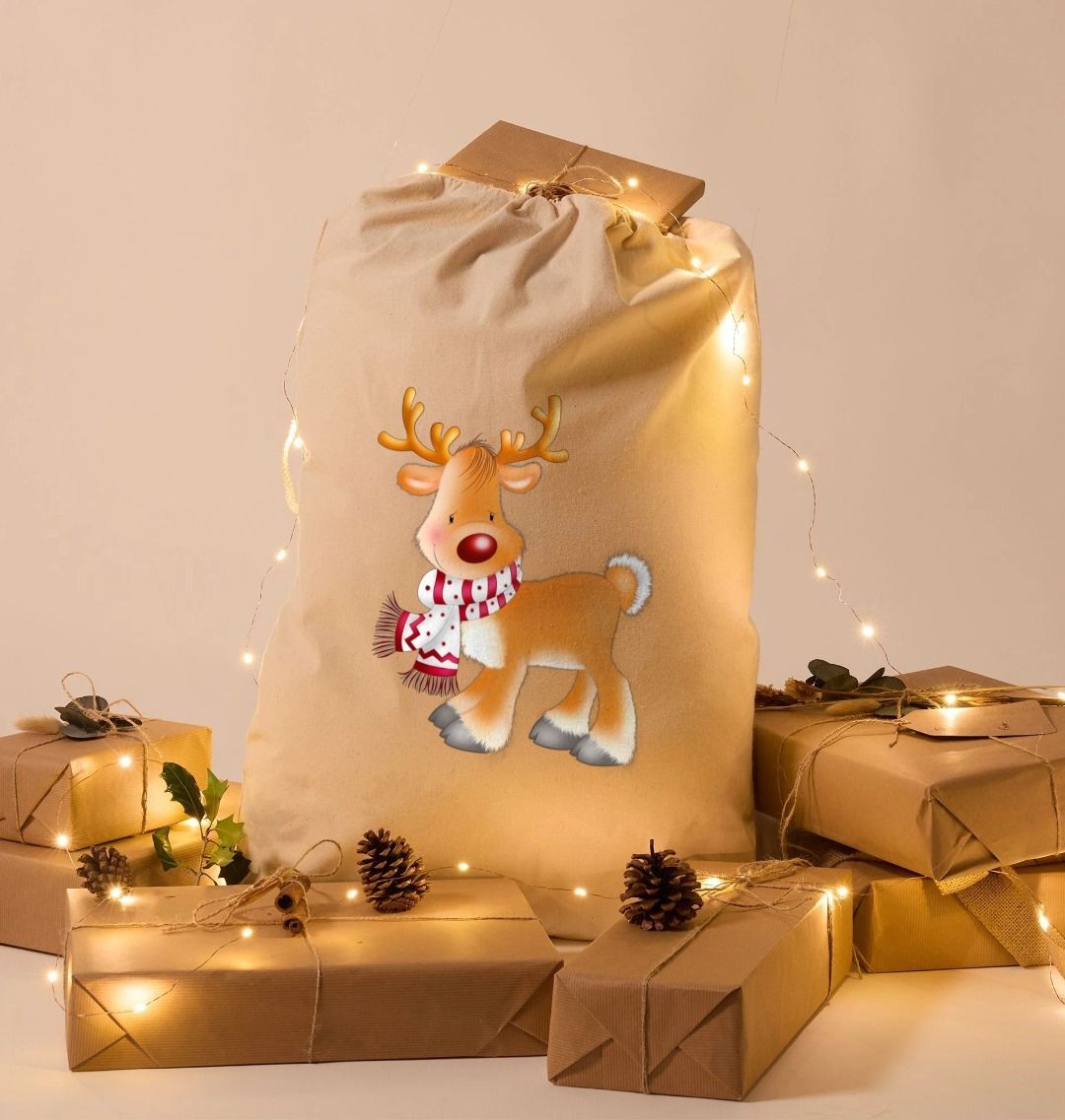 Reindeer Christmas Presents Sack