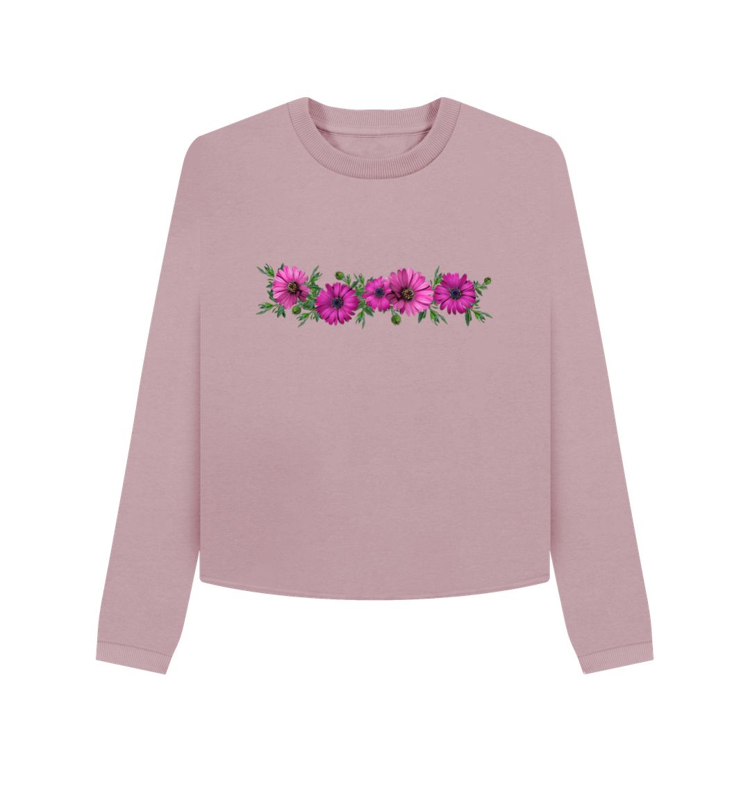 Mauve Pink Flowers Boxy Jumper