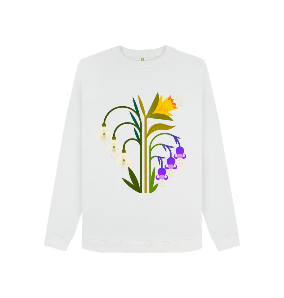 White Spring Crew Neck Sweatshirt