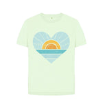 Pastel Green Heart, Sunset And Sea Relaxed Tee