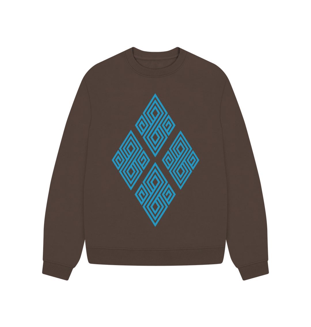 Chocolate Blue Diamonds Oversized Jumper