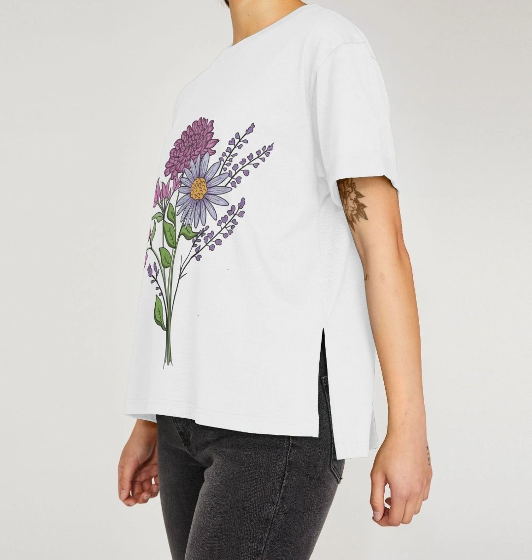 Pink and Purple Flowers Relaxed Tee