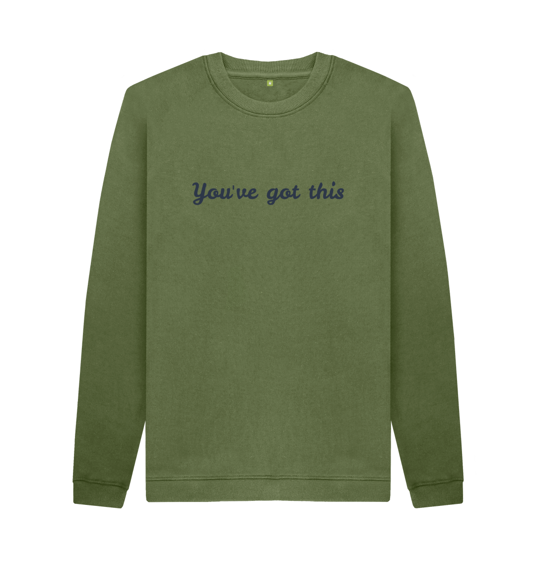 Khaki Printed Sweater Front