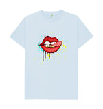 Sky Blue Red Cheeky Lips Tee