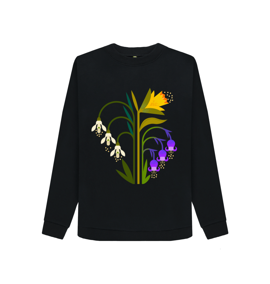 Black Printed Sweater Front