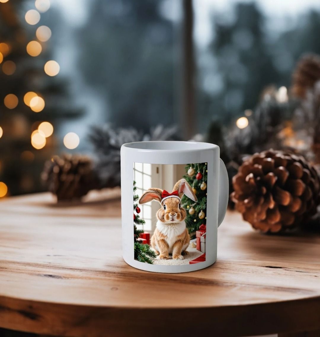 Christmas Bunny Rabbit Ceramic Mug