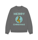 Slate Grey Merry Christmas Giraffe Oversized Jumper