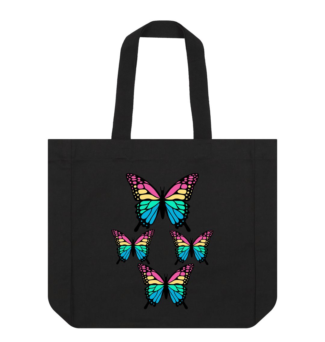 Black Rainbow Butterflies Shopper Tote