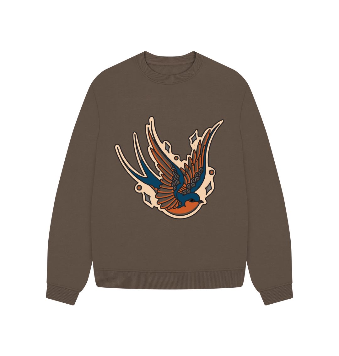 Chocolate Autumn Robin Oversized Jumper