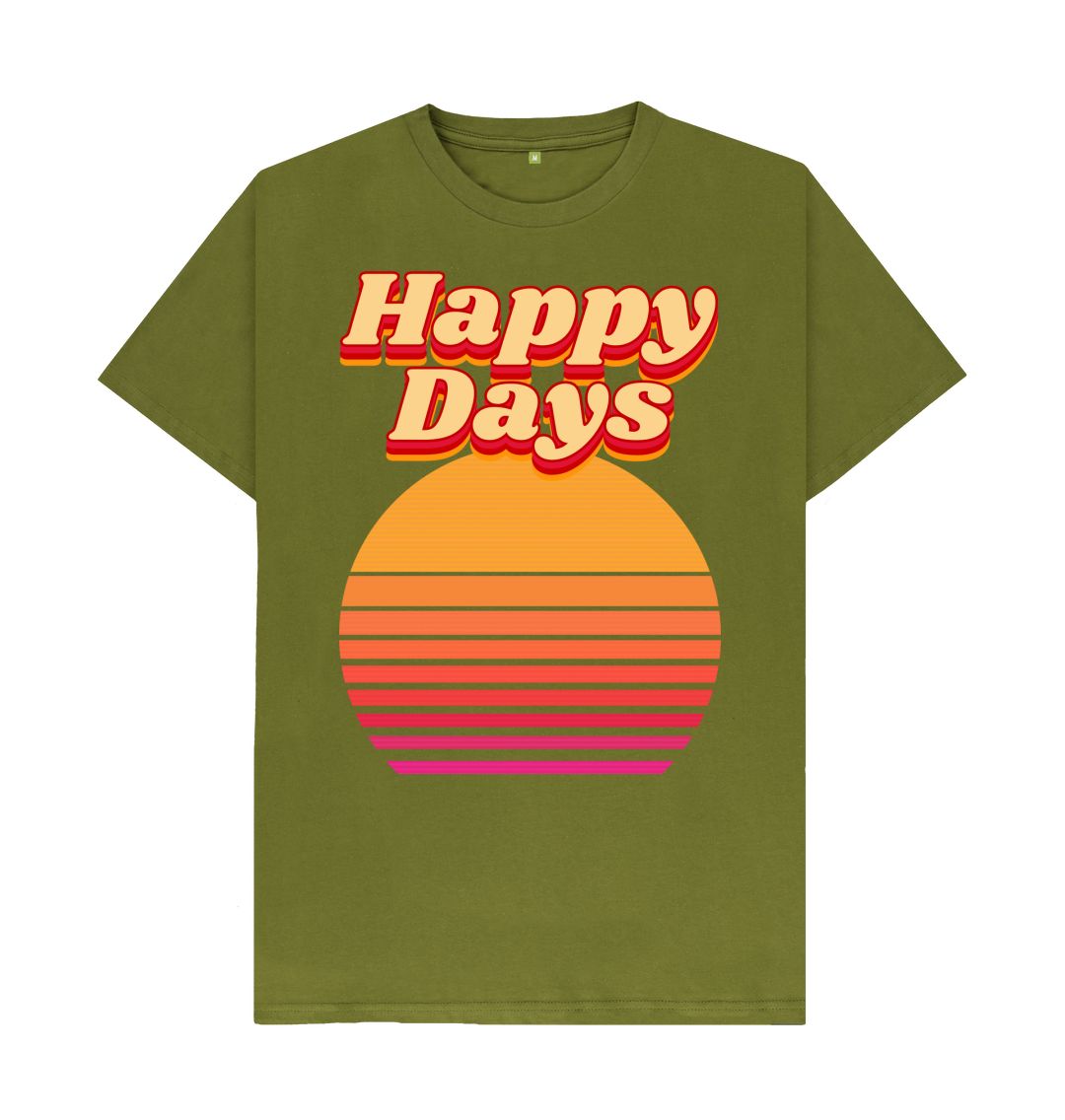 Moss Green Sunset Happy Days Tee