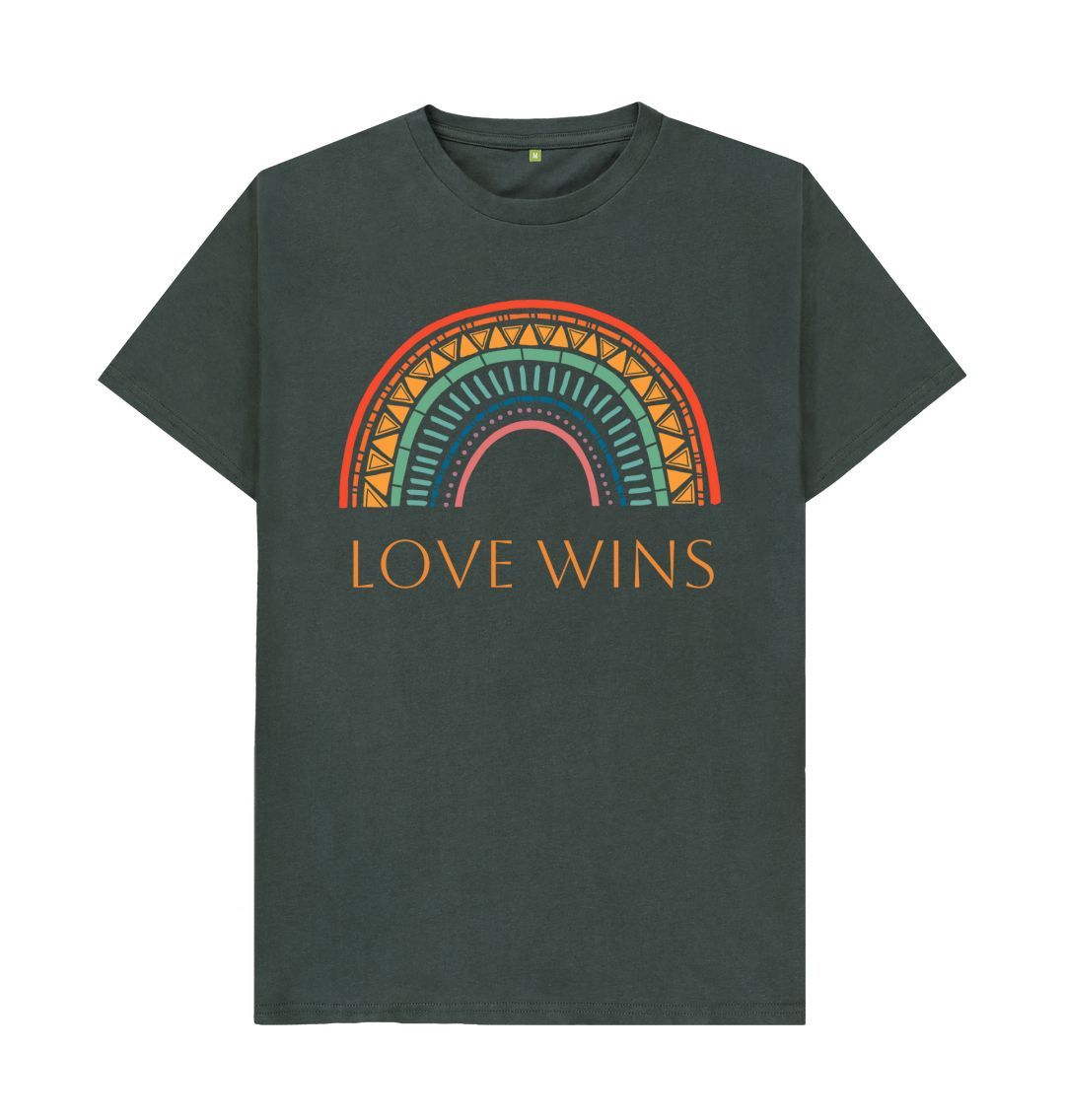 Dark Grey Rainbow Love Wins Tee