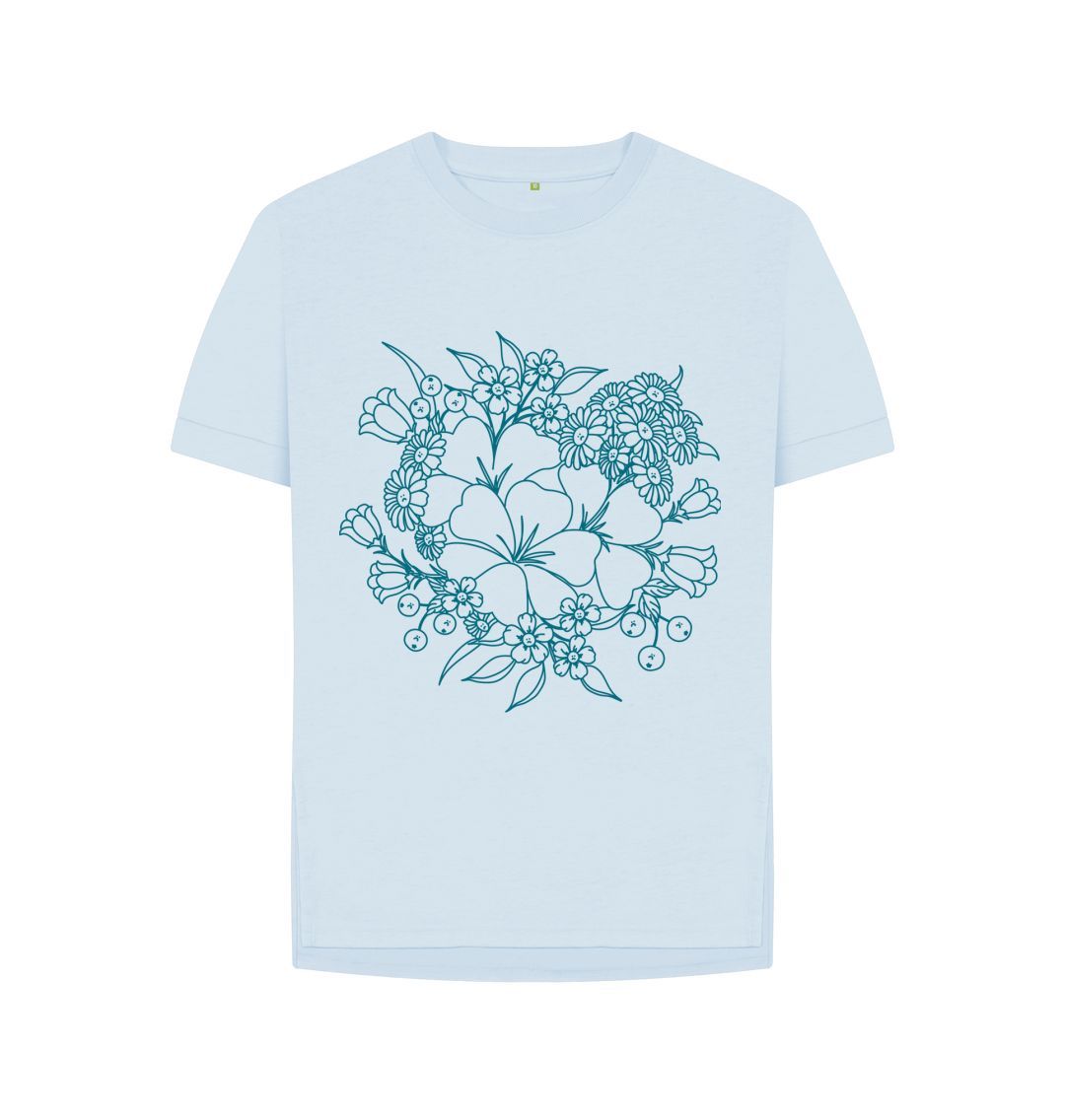 Sky Blue Wild Flowers Relaxed Tee