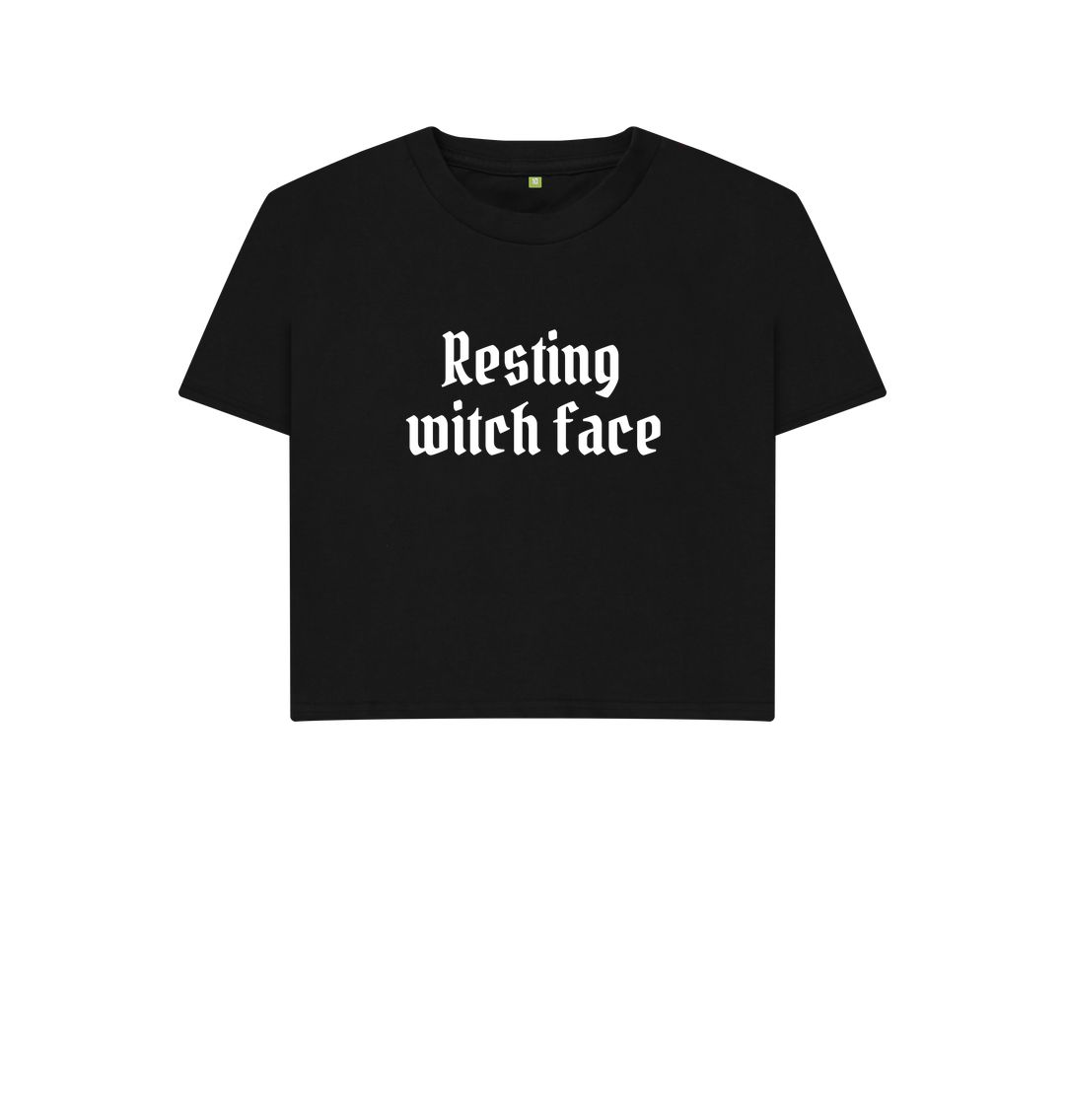 Black Resting Witch Face Boxy Tee