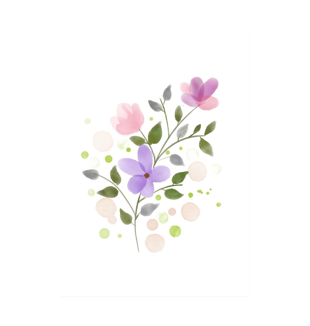 White Pink And Lilac Flowers Wall Art