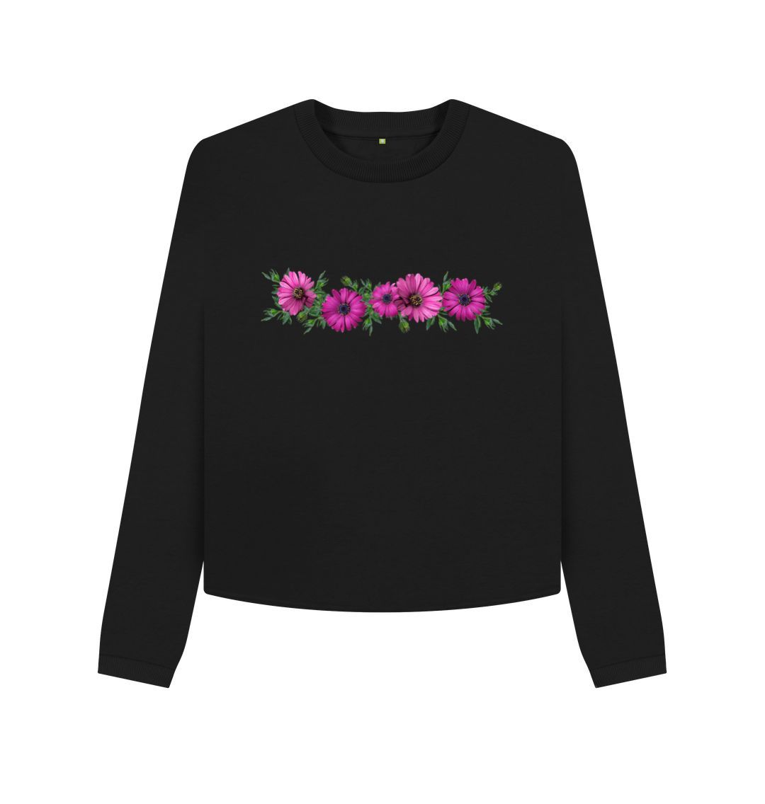 Black Pink Flowers Boxy Jumper