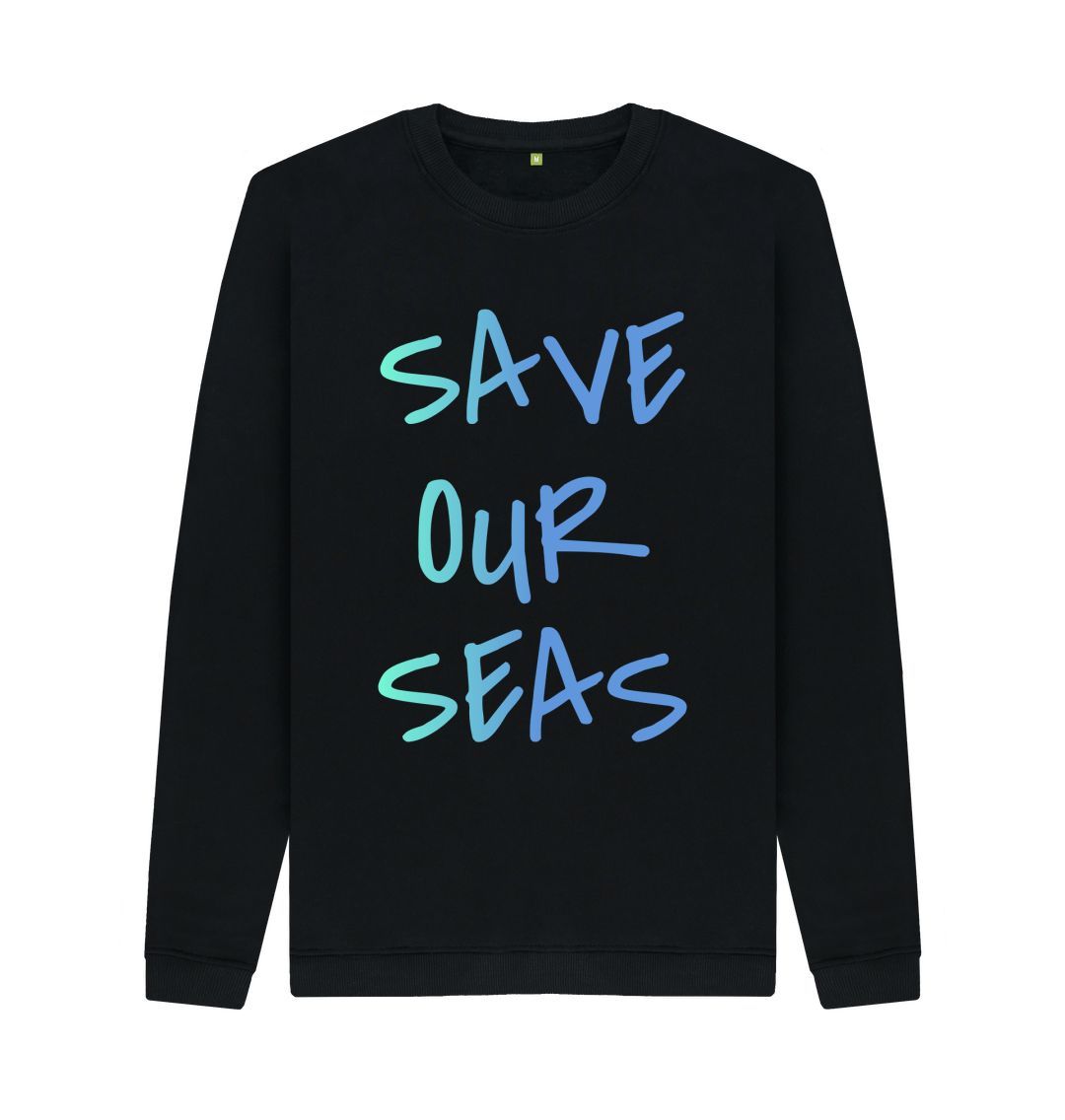 Black Save Our Seas Crew Neck Jumper