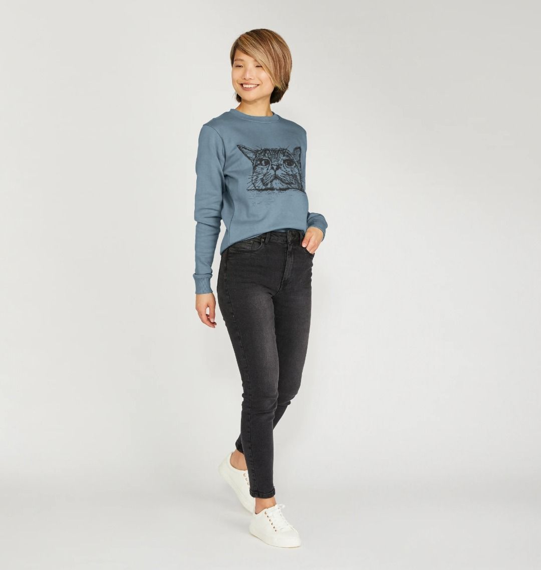 Peeking Cat Crew Neck sweater