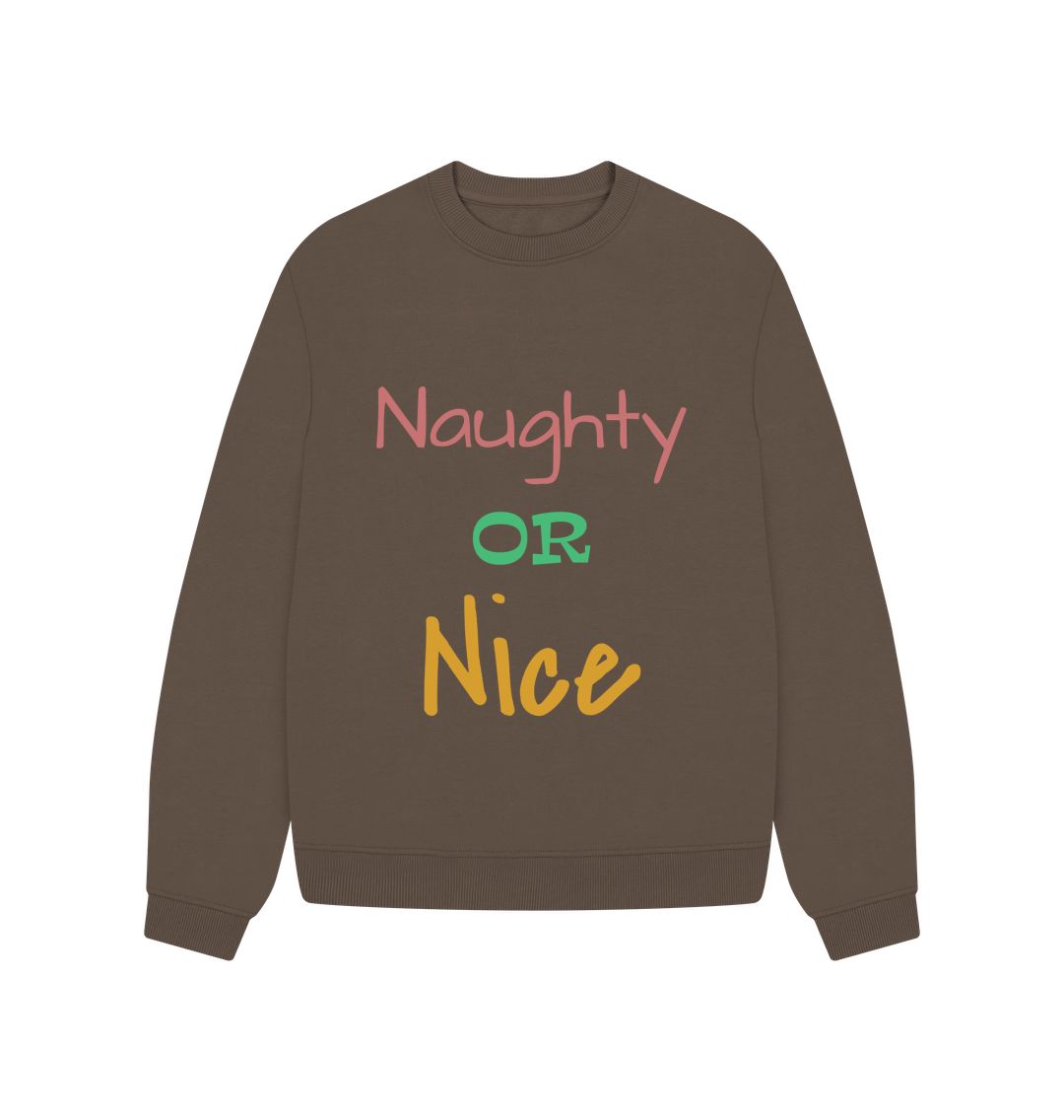 Chocolate Naughty Or Nice Oversized Jumper