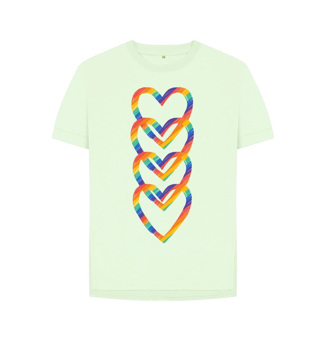 Pastel Green Pride Hearts Relaxed Fit Tee