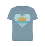 Stone Blue Heart, Sunset And Sea Relaxed Tee