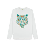 White Wild Cat Tree Crew Neck Sweater