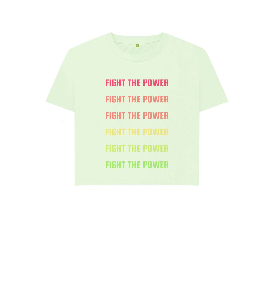 Pastel Green Fight The Power Boxy Tee