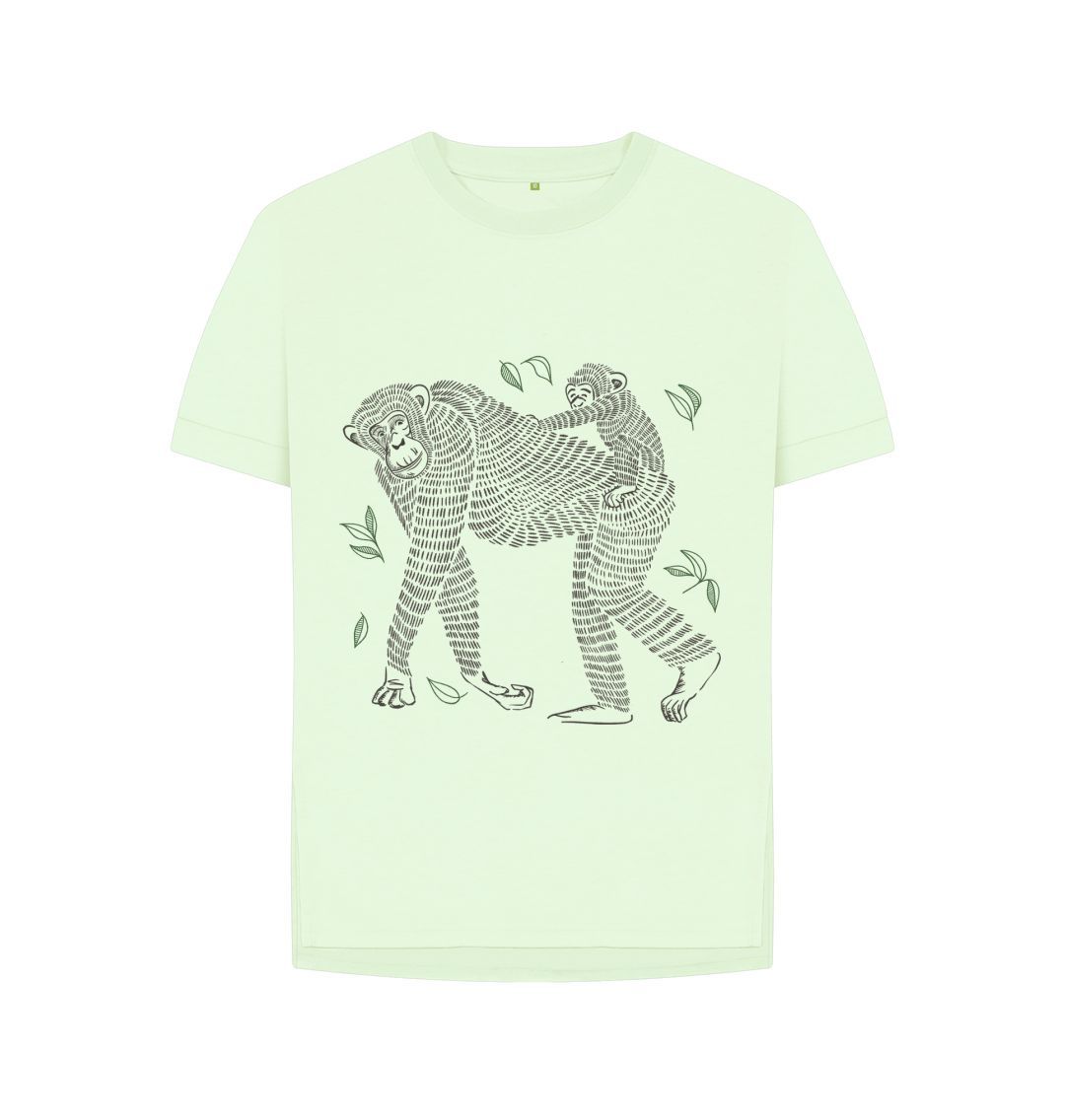 Pastel Green Chimp and Baby Woman's Tee