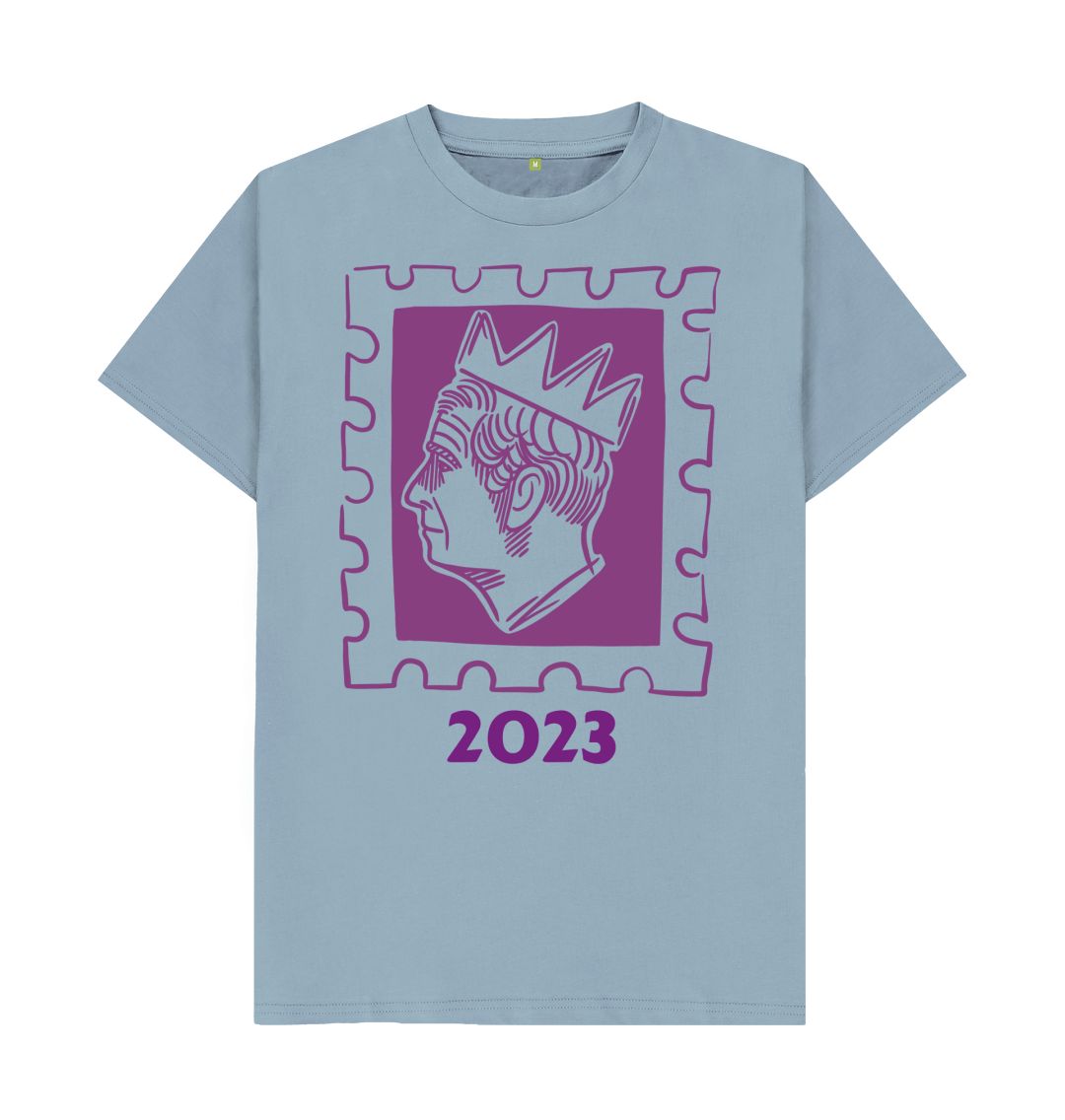 Stone Blue Men' s King Charle's Stamp Tee