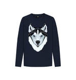 Navy Blue Wolf Long Sleeve Tee