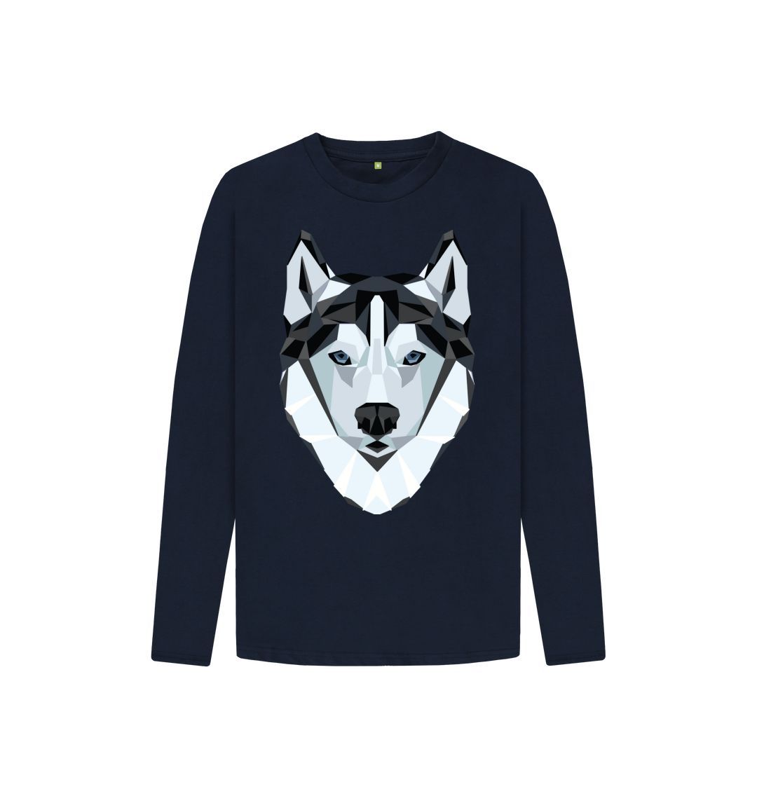 Navy Blue Wolf Long Sleeve Tee