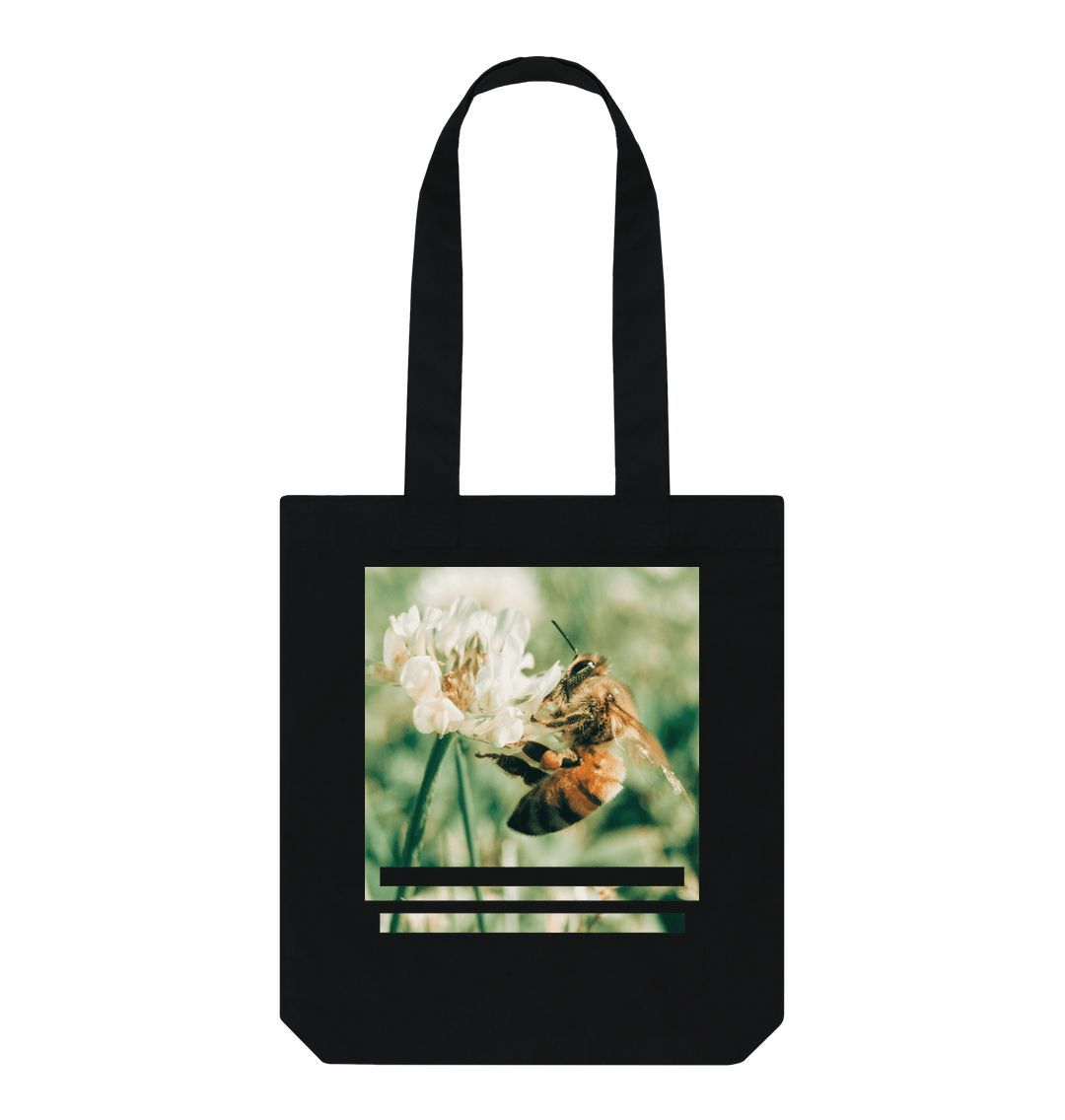 Black Flower Bee Tote