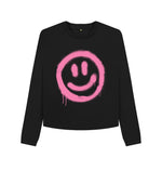 Black Pink Smiley Boxy Jumper