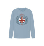 Stone Blue Kids Long Sleeve Flag and Crown Tee