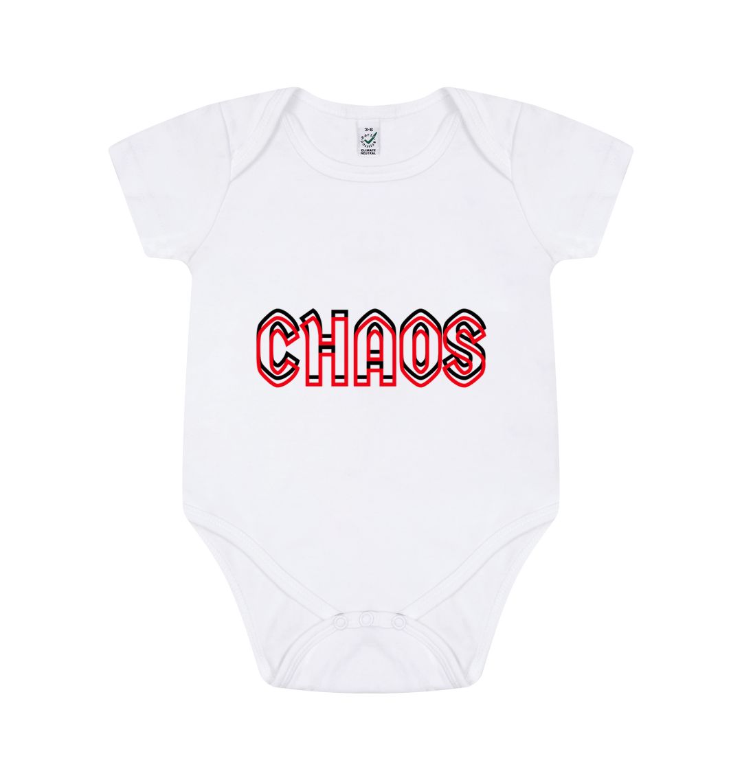 White Short Sleeve Chaos Baby Grow