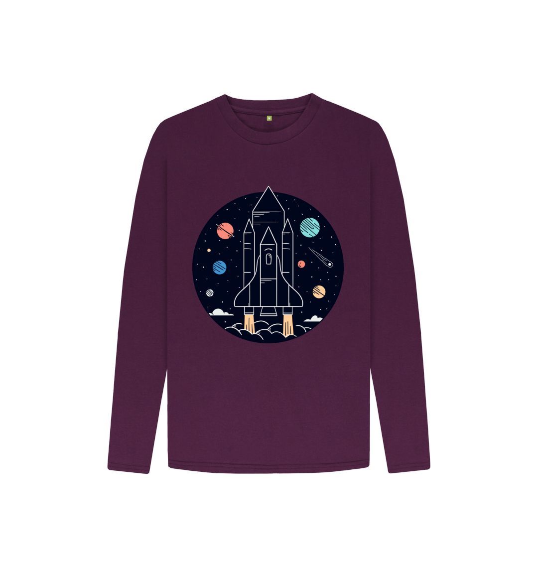 Purple Space Rocket Long Sleeve Tee